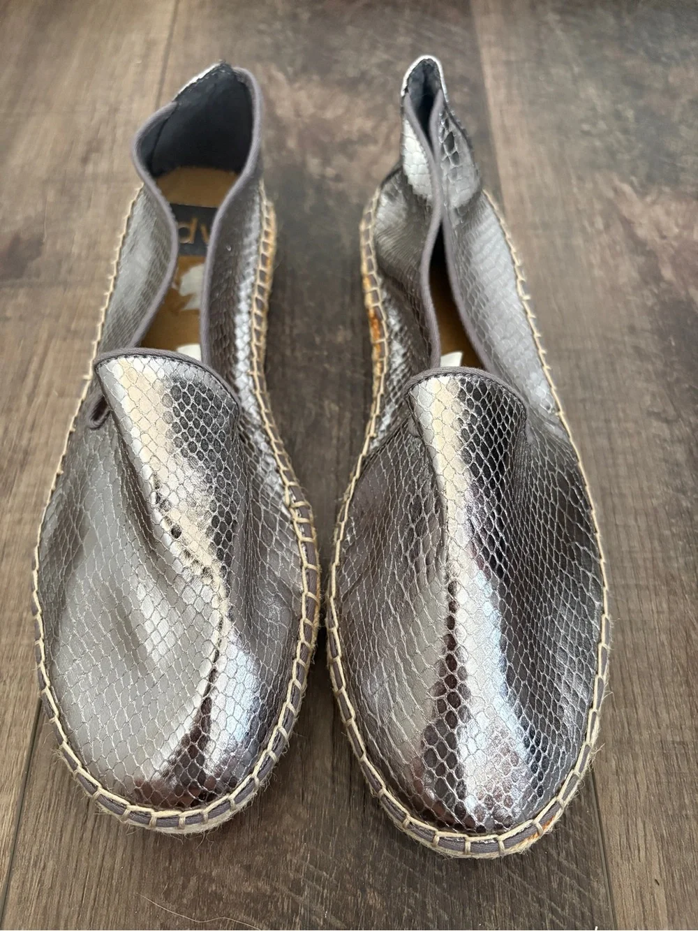 Dolce Vita Metallic Snake Print Embossed Espadrille Shoes NWOT